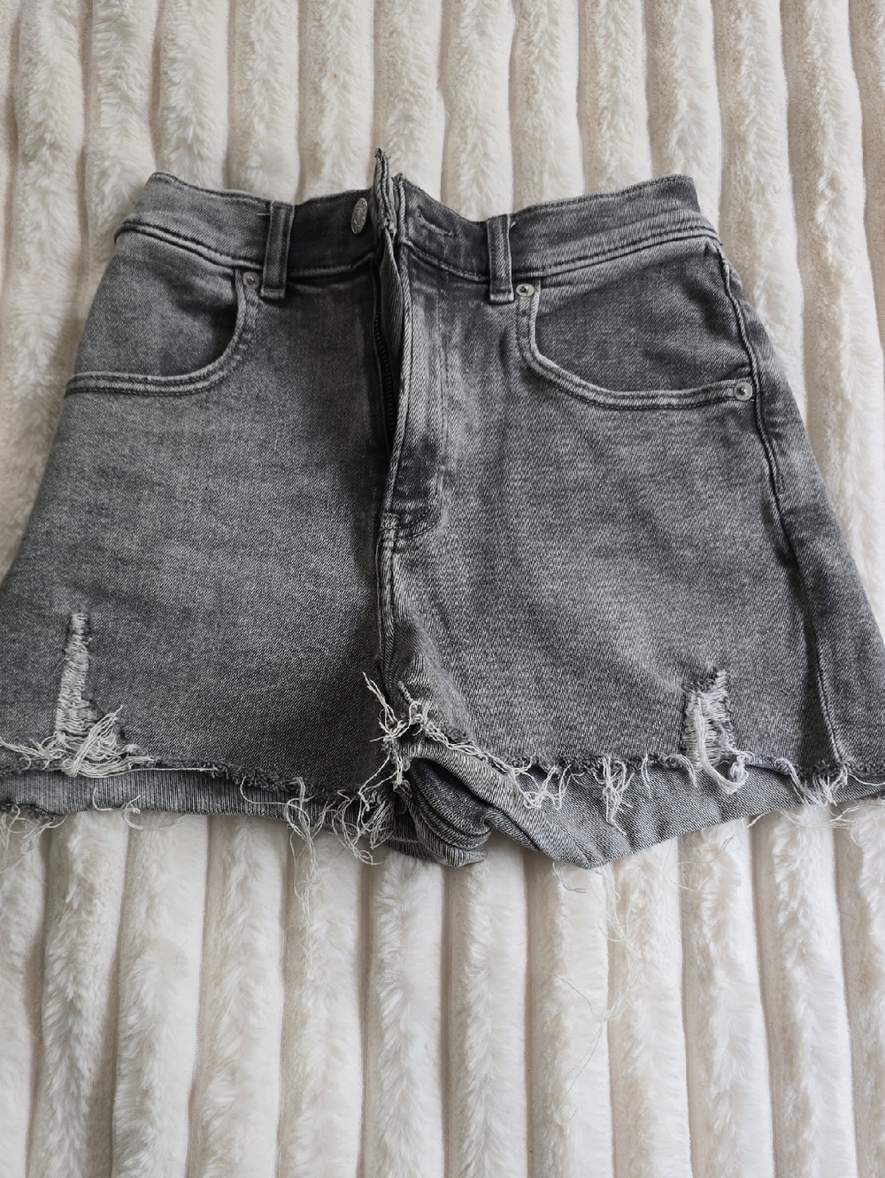 Express Gray Denim Mom Shorts Super High Rise
